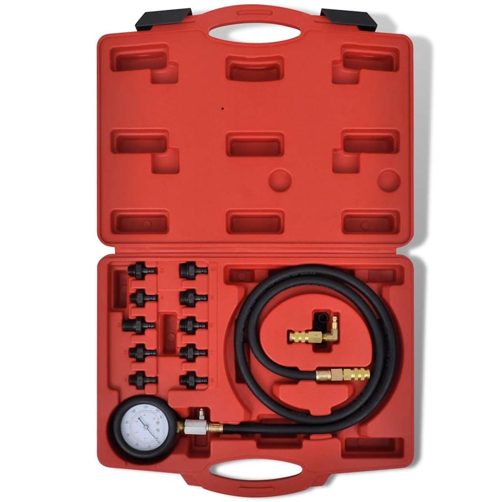 Homgoday Set Tester Pressione Olio Motore 10 Adattatori Manometro 0-10 Bar in Custodia