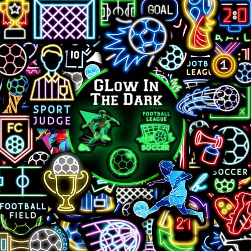 Image of Neon Water Bottle Stickers for Kids Glow in The Dark, 65 PCS Vinyl Soccer Stickers Pack for Laptop Skateboard Phone Case, Cute Colorful Neon Decals for Teens