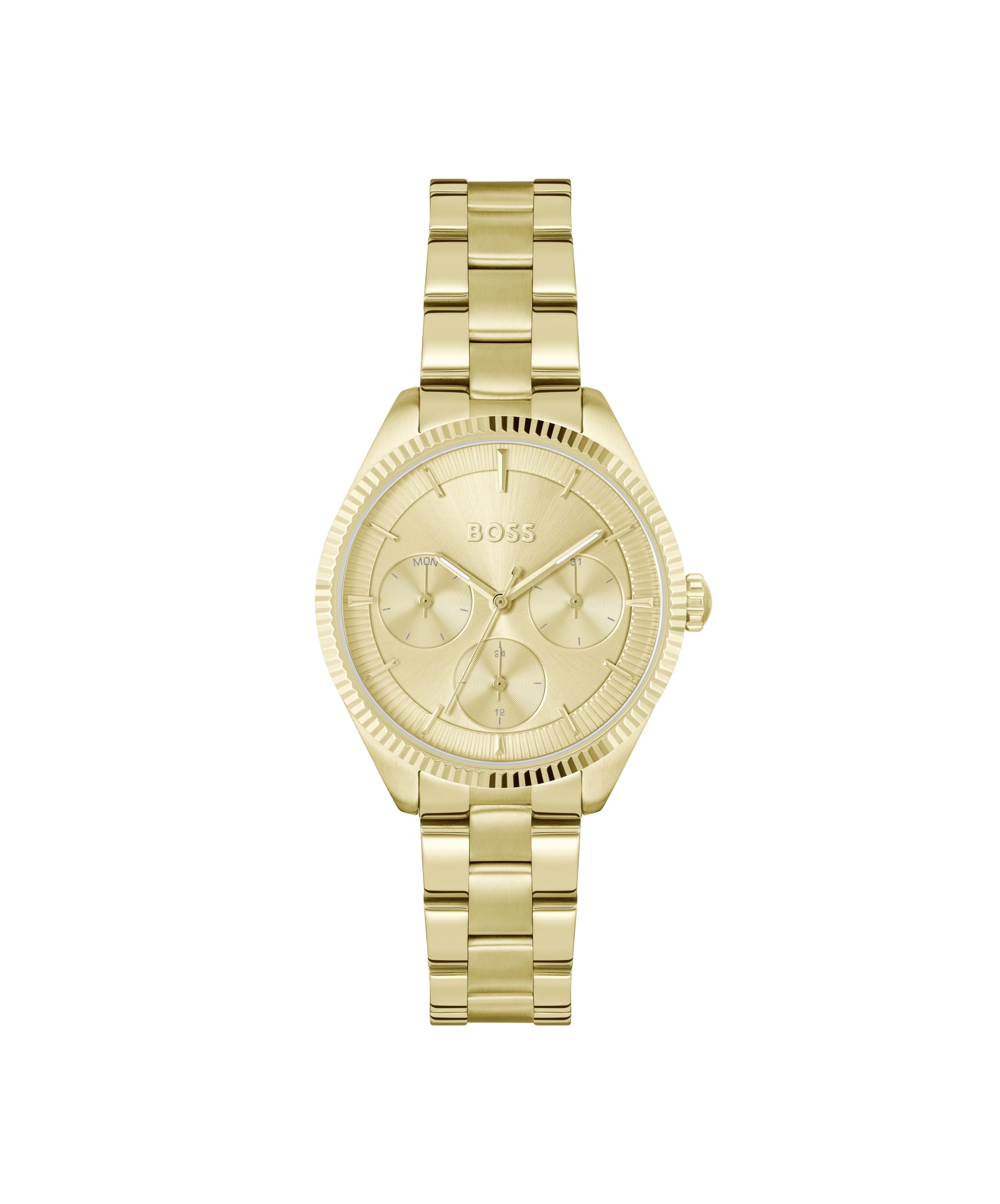 BOSS Analogue Multifunction Quartz Watch for Women SAGE Sport Collection with Light Yellow Gold Stainless Steel Bracelet - 1502803
