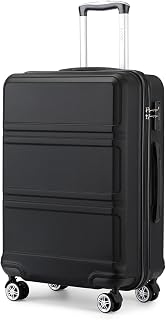 Large Suitcase 28 Inch Luggage Lightweight ABS+PC Hard Shell Trolley Travel Case with TSA Combination Lock and 4 Spinner Wheels (28", Black)