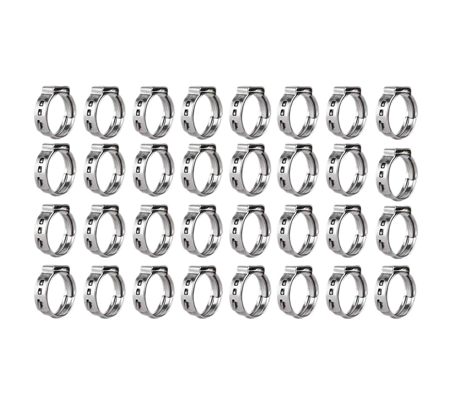 Nodrest 9.8-12.3Mm 50Pcs Hose Clamps Single Ear Stepless 5.3Mm-33.1Mm 304 Stainless Steel Cinch Clamp Rings For Pipe Tools