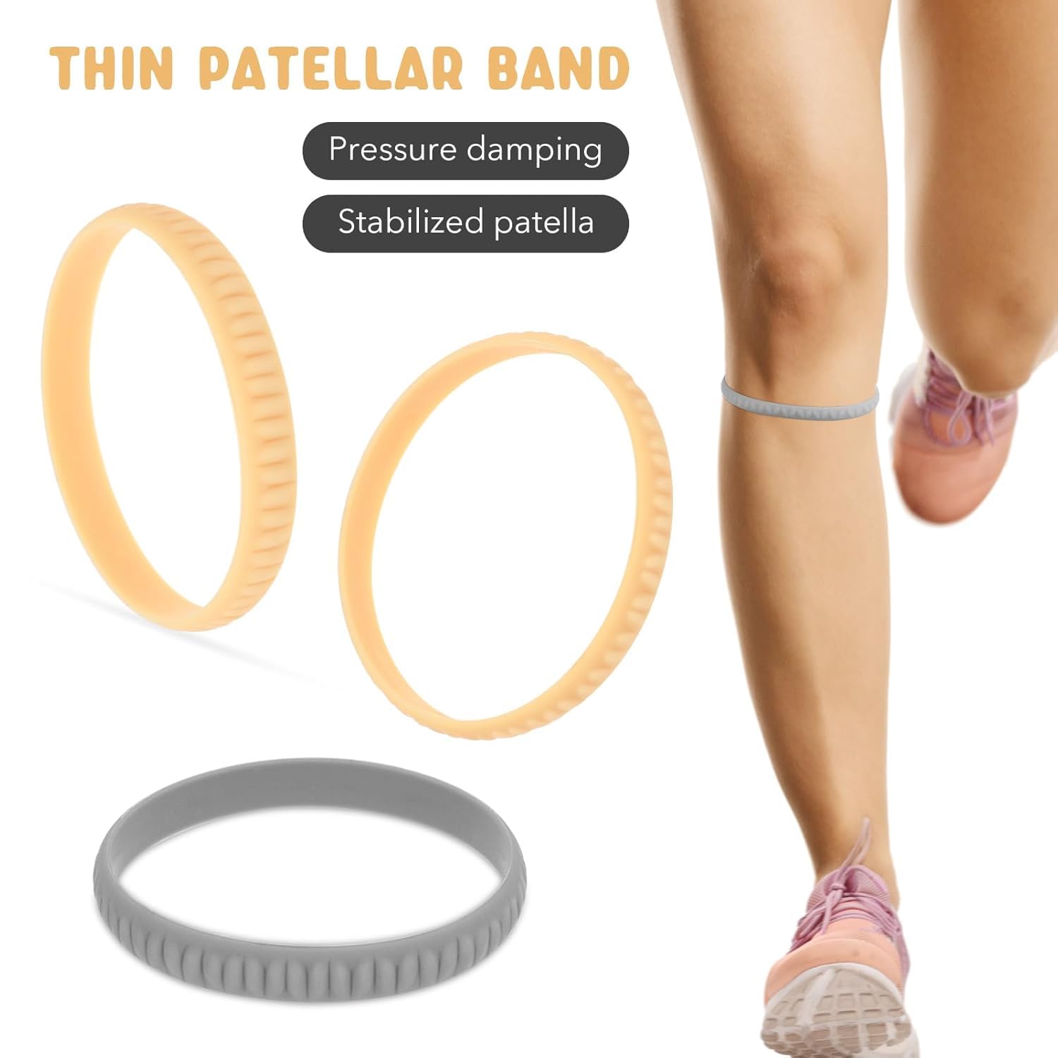 4pcs Knee Rope Sports Knee Brace Running Knee Brace Basketball Knee Sleeves Patellar Tendon Strap Patellar Tendon Band Knee Brace for Patellar Tendonitis Runners Knee Elastic (7.2x7.2cmx4pcs)