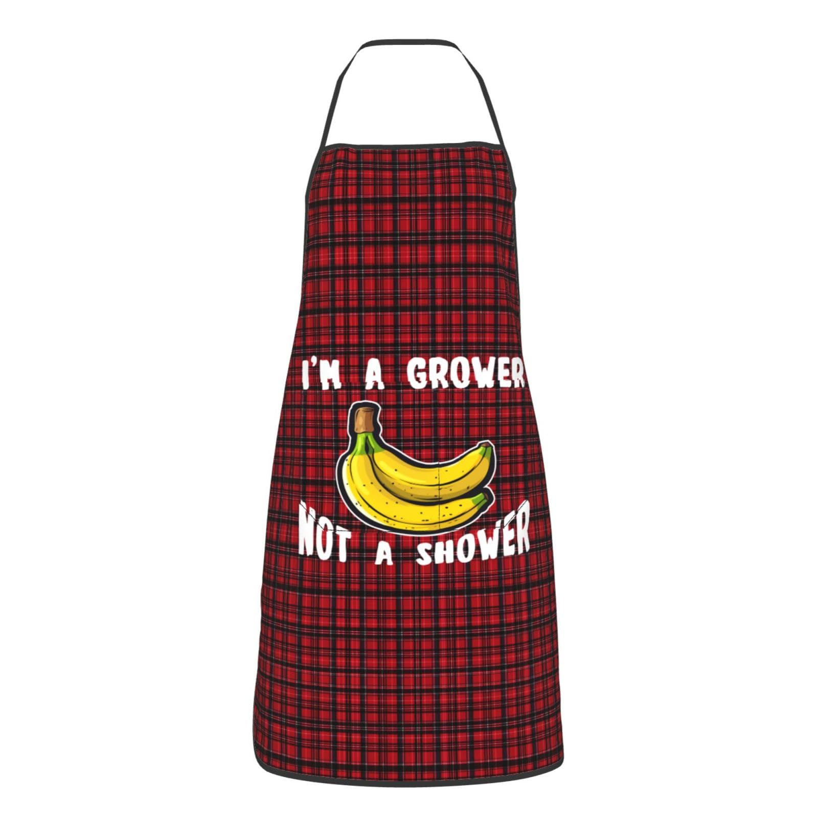 nopicsn Grower Not A Shower Apron for cooking with Pockets Women Men Kitchen Chef Funny Aprons
