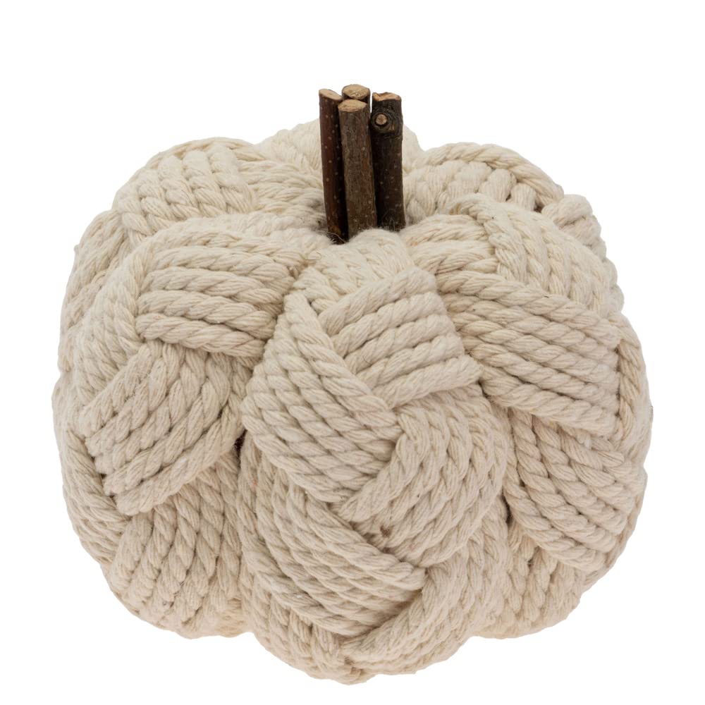 Boston International Pumpkin Décor Autumn & Fall Decorations, Small, Woven Cream