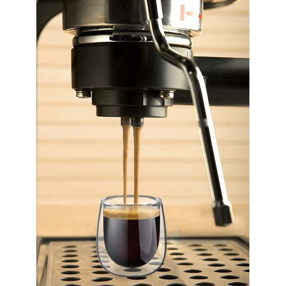 glastal Set di 6 tazze in vetro borosilicato a doppia parete, per tè e dessert, 100 ml