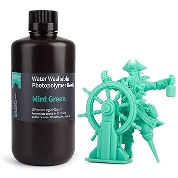 ELEGOO Water Washable 3D Printer Rapid Resin LCD UV-Curing Resin 405nm Standard Photopolymer Resin for LCD 3D Printing 1000Gram Mint Green