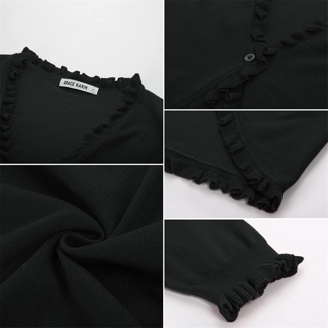 Women Shrug Irregular Sweater Cardigan Short Sleeve V-Neck One Button Bolero Solid Slim