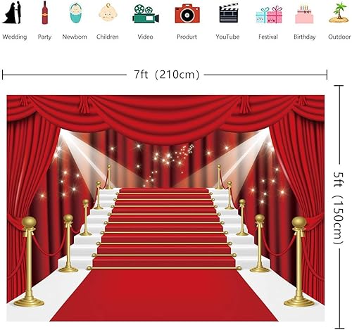 Vista 11 de INRUI Cortina roja para fotografía de escenario, alfombra roja, estrellas, celebridad, fiesta, telón de fondo (8 x 6 pies)