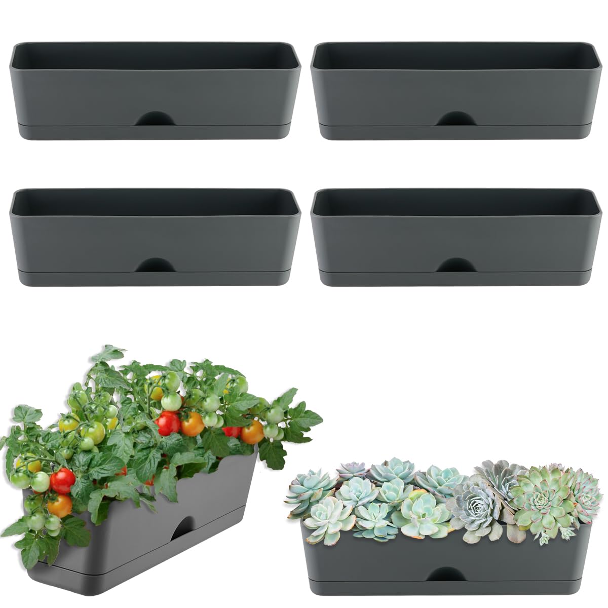 KvyusFlourish Rectangle Planter Set 6 Pack