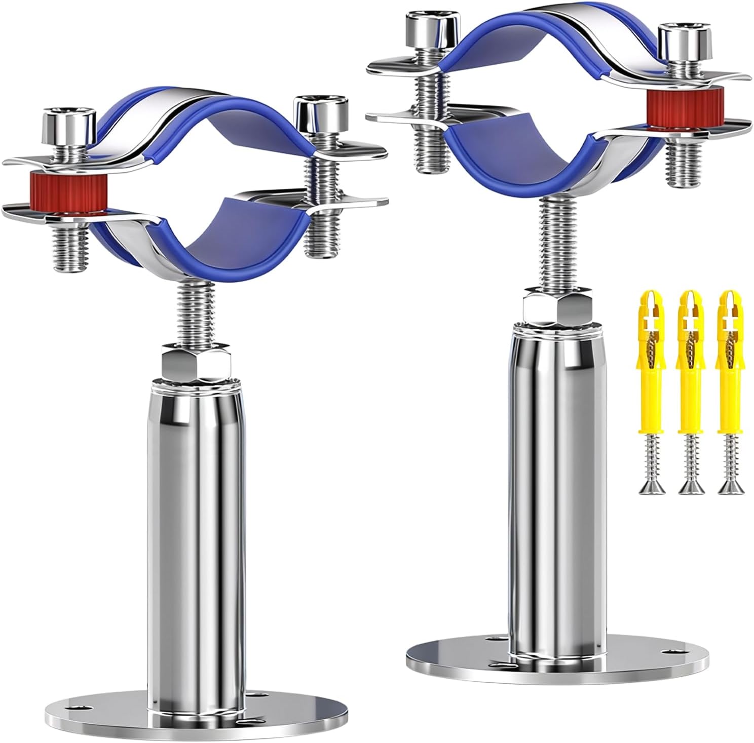 2 Pcs 304 Stainless Steel Pipe Clamp Hanger, Adjustable 100-150mm Pipe Support Bracket with Screws, for 150-159mm（5.9"-6.25"）Diameter Tube, Wall & Ceiling Mount Pipe Fastener