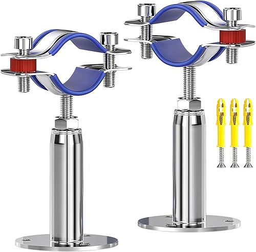 2 Pcs 304 Stainless Steel Pipe Clamp Hanger, Adjustable 100-150mm Pipe Support Bracket with Screws, for 38-40mm1.49"-1.57"Diameter Tube, Wall &