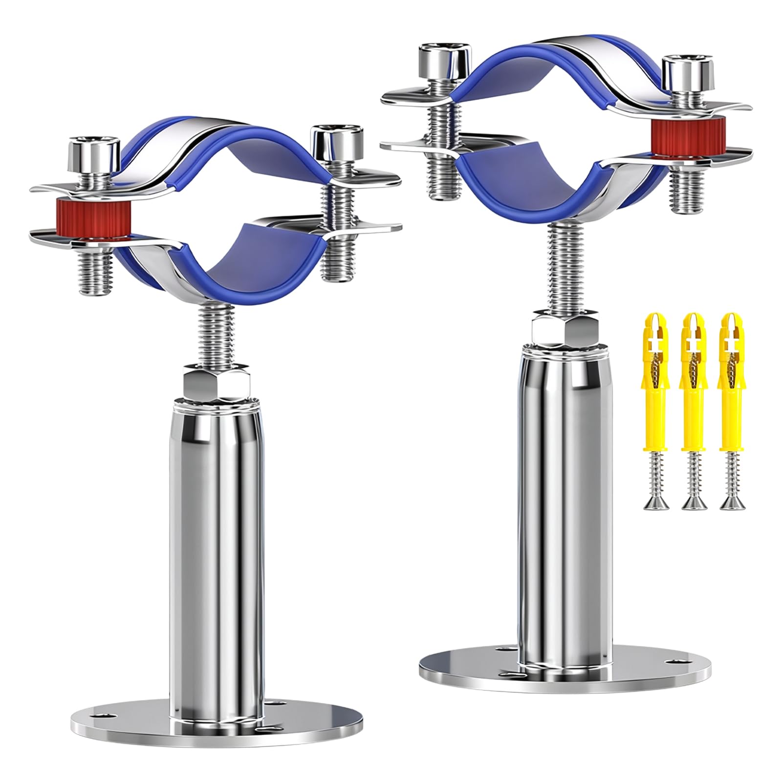 2 Pcs 304 Stainless Steel Pipe Clamp Hanger, Adjustable 100-150mm Pipe Support Bracket with Screws, for 38-40mm（1.49"-1.57"） Diameter Tube, Wall & Ceiling Mount Pipe Fastener