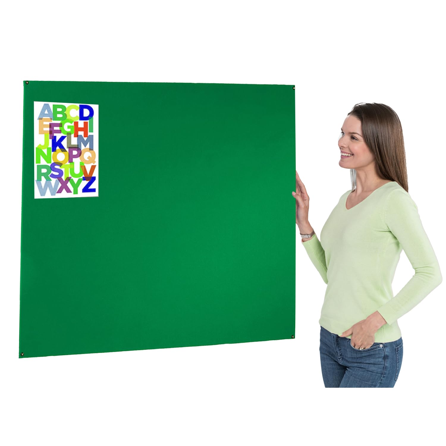 Frameless Green Felt Noticeboard | Wall-Mounted Bulletin Pinboard | 120 x 120 cm | 6 Colours to Choose from - Ideal for Office, School, Utility Areas