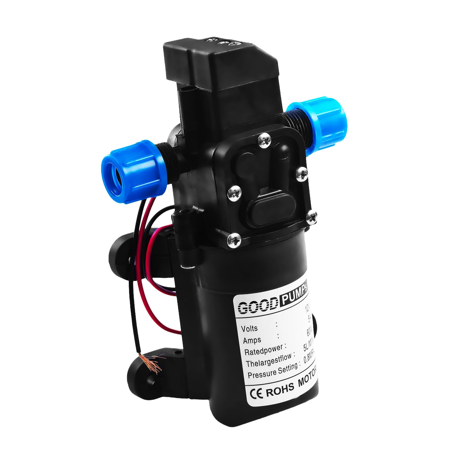 Pompe à eau 12V auto-amorçante, haute pression automatique avec pressostat pompe de camping 60W 4,5 L/min, pompe à membrane pour nettoyage de voiture bateau jardin irrigation camping-car caravane