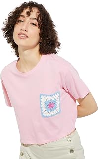 Max Women's Cotton Regular Fit URB_N Cropped T-Shirt with Crochet Pocket Price In India