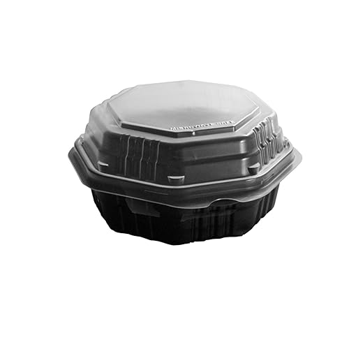 Solo 806011-PP94 Contenedor con bisagras de plástico PP negro y transparente de 6 pulgadas, 6.75 x 6.28 pulgadas (caja de 200)