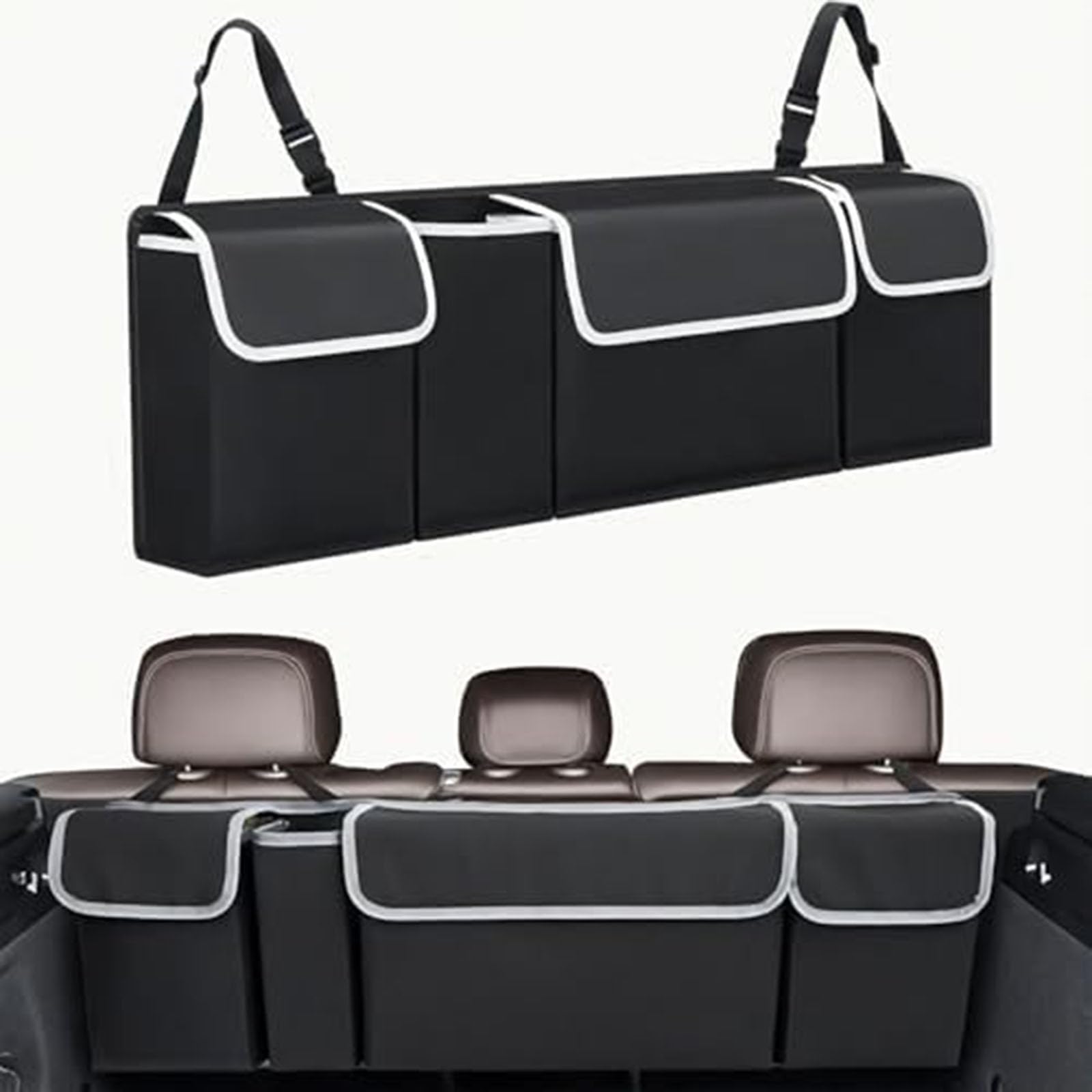 NHGTFOQ Car Boot Organiser, for Audi Q4 E Tron Sportback 2021-2023 2024 2025 2026 Car Backseat Hanging Organizer,Durable Collapsible Organiser with Adjustable Straps
