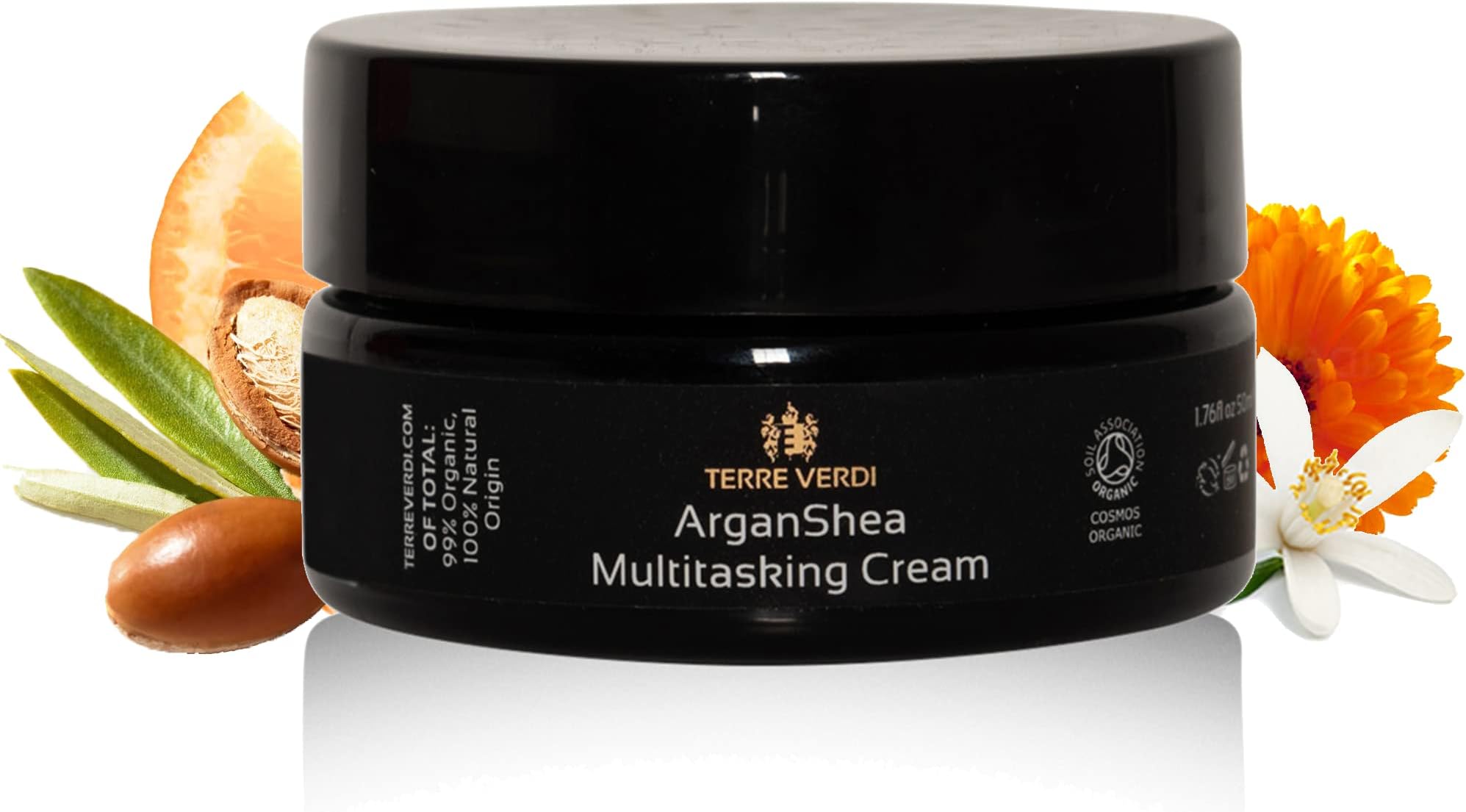 Certified Organic Face Balm - ArganShea Multitasking Cream - Face Moisturiser & Hydrating Mask with Soothing Argan Oil, Shea Butter, Calendula - Vegan Cruelty Free Organic Skincare - 50ml