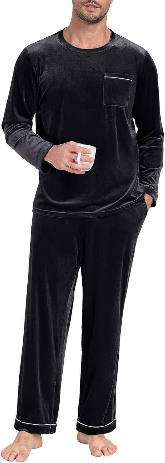 PrinStory Men's Pajama Set Sleepwear Pjs Long Sleeve Crewneck Shirts and Bottoms Soft Comfy Sleep Sets - Image 4