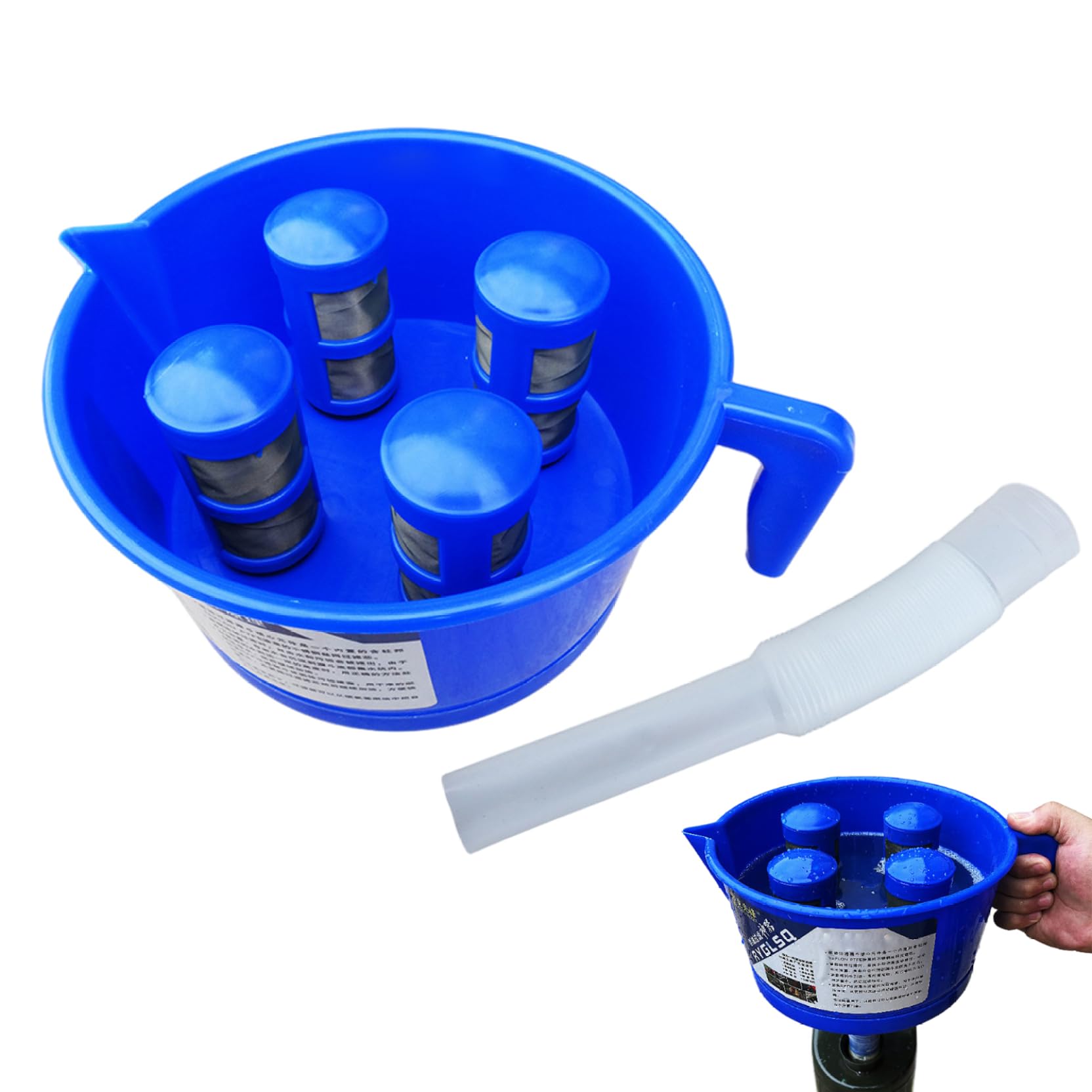 Entonnoir avec filtre, entonnoir filtrant |.Séparateur huile-eau avec 4 filtres pour essence et |.Filtration polyvalente pour carburants et liquides propres, carburant