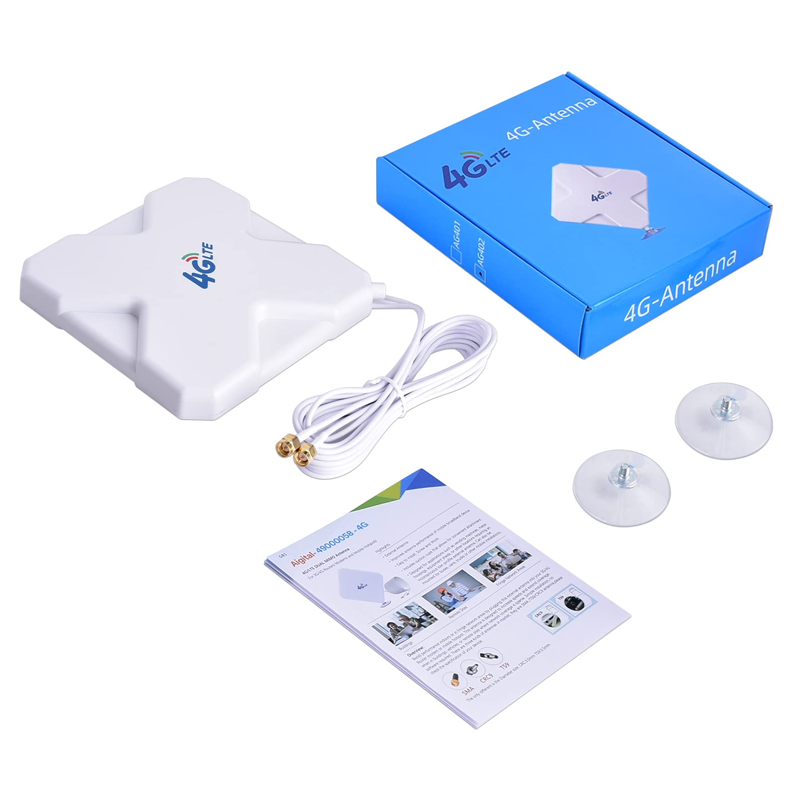 4G LTE Antenne SMA, Connecteur Amplificateur de Signal d'extérieur récepteur 35dbi Haut Gain Réseau à Longue Portée Ethernet pour WiFi routeur Haut débit Mobile (SMA)