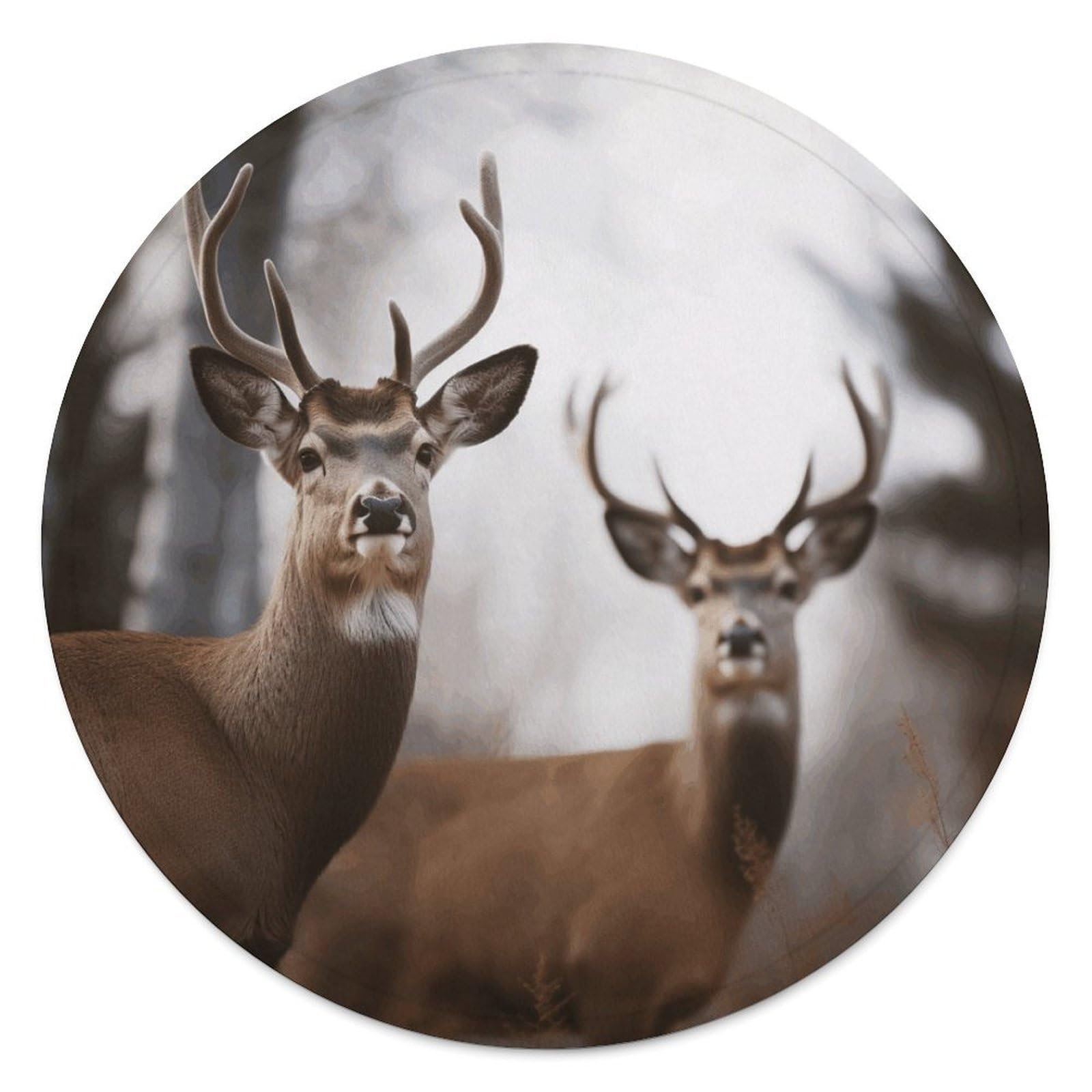 Deer Blanket Novelty Round Tapestry Super Soft Flannel Mom Blanket Cozy Beach Throw Tapestry Lightweight Thick Throw Blankets for All Seasons Diameter 59.1 in