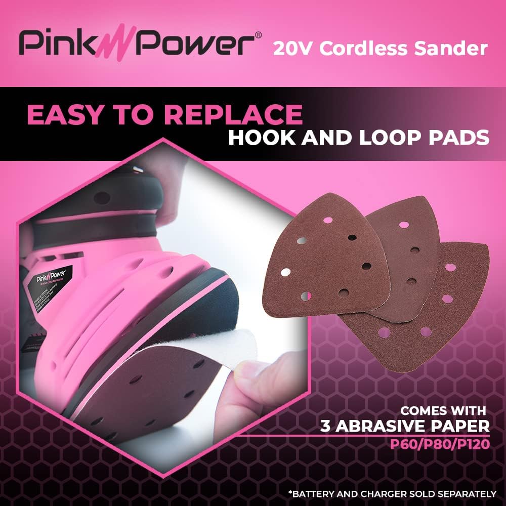 Pink Power Sander (TOOL ONLY - Does Not Include Battery or Charger) (Renewed)
