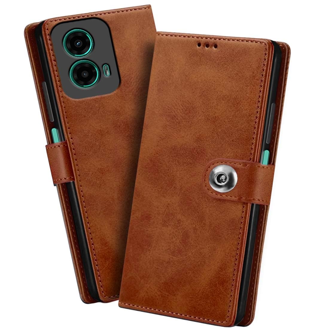 Fashionury Flip Back Cover for Motorola Moto G34 / G45 5G| Designer Button | Genuine Leather | Inbuilt Pockets & Stand | Flip Cover Back for Motorola Moto G34 / G45 5G (Brown) (B0CTY5R74M) Amazon Price History, Amazon Price Tracker
