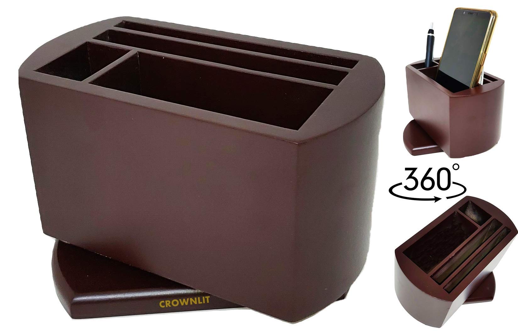 Crownlit 360 Degrees Rotating Pen Stand, Mobile Stand with Card Holder