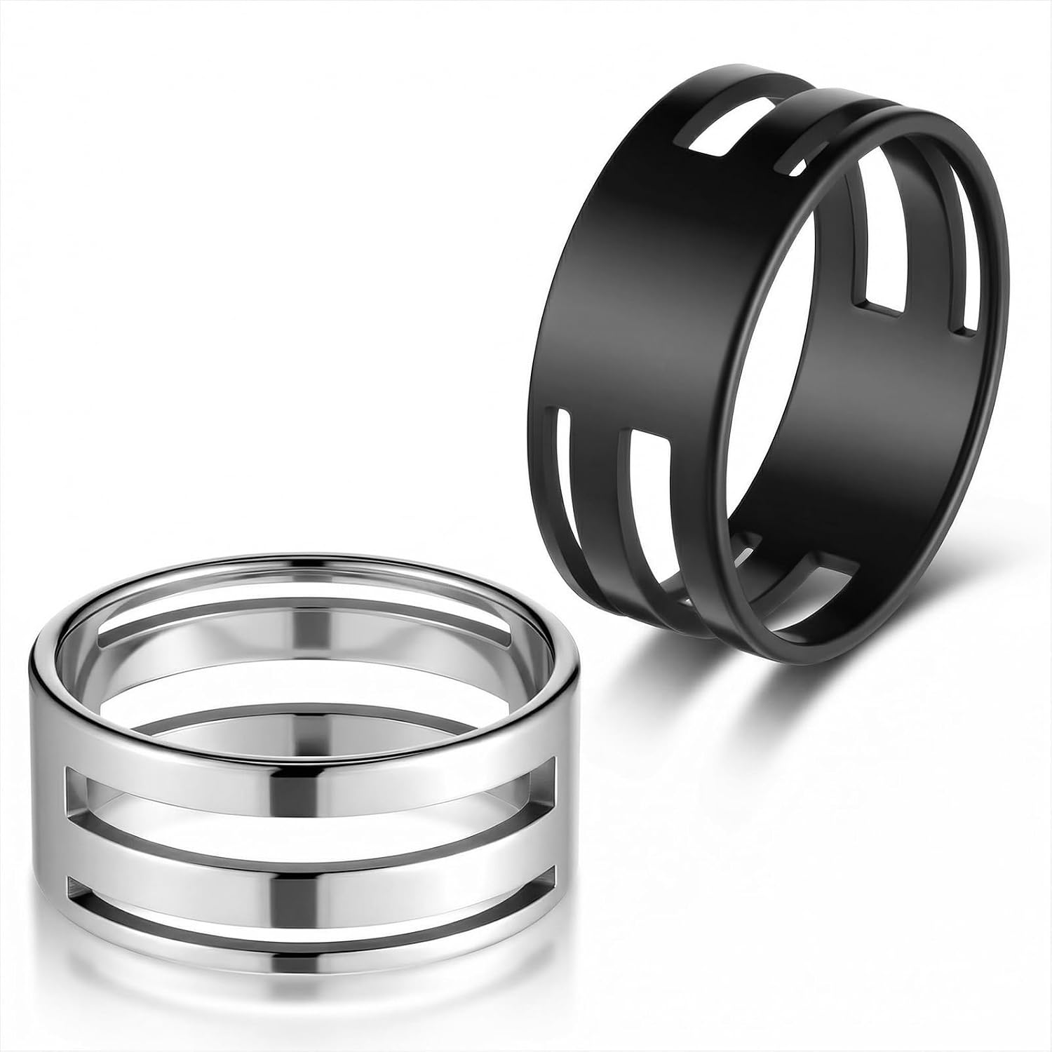 2 Pieces Jump Ring Opener Tool, Ring Opener and Closing Finger Tool, Opening Stainless Steel Jump Split Rings Openers Circle Tools for Jewelry Makers Craft Projects Supplies(Silver, Black)