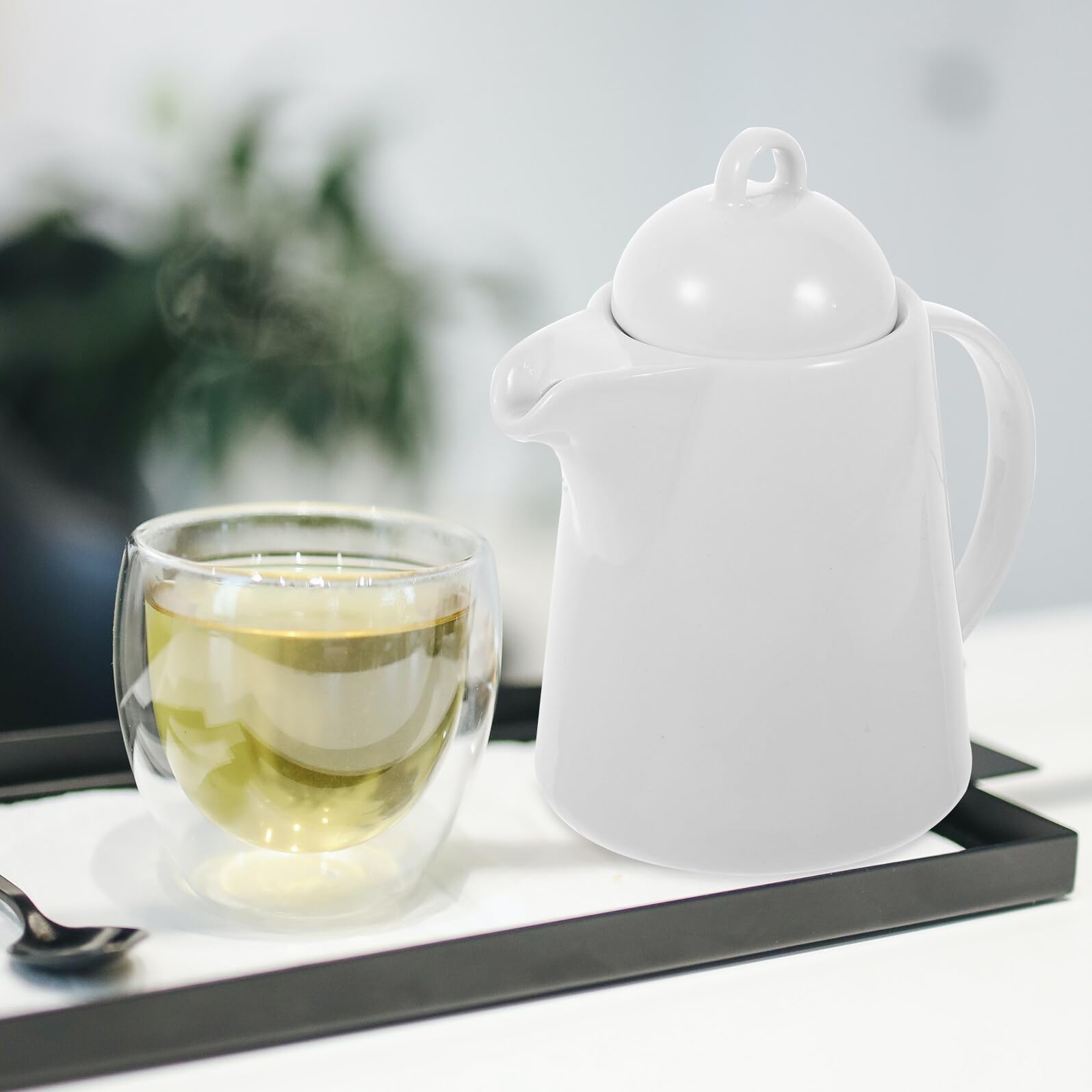 Keramik Wasserkrug mit Griff, 850ml, Weiß, Klassisch Retro | Große Öffnung, Leicht Auszugießen, nicht Leicht zu Splitten, Einfach zu Reinigen