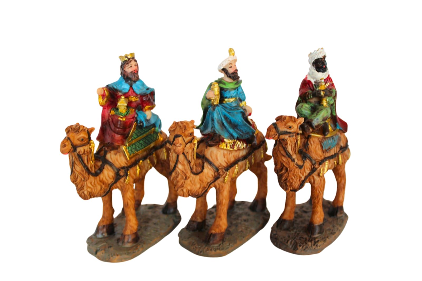 BEST&FREE X3 Figuras Reyes Magos Belen como Figuras Belen Navidad 14 cm. 3 Reyes Magos con Camellos para Belenes De Navidad. Completa Tu Portal De Belen con Las Tres Figuritas De Los Reyes Magos.