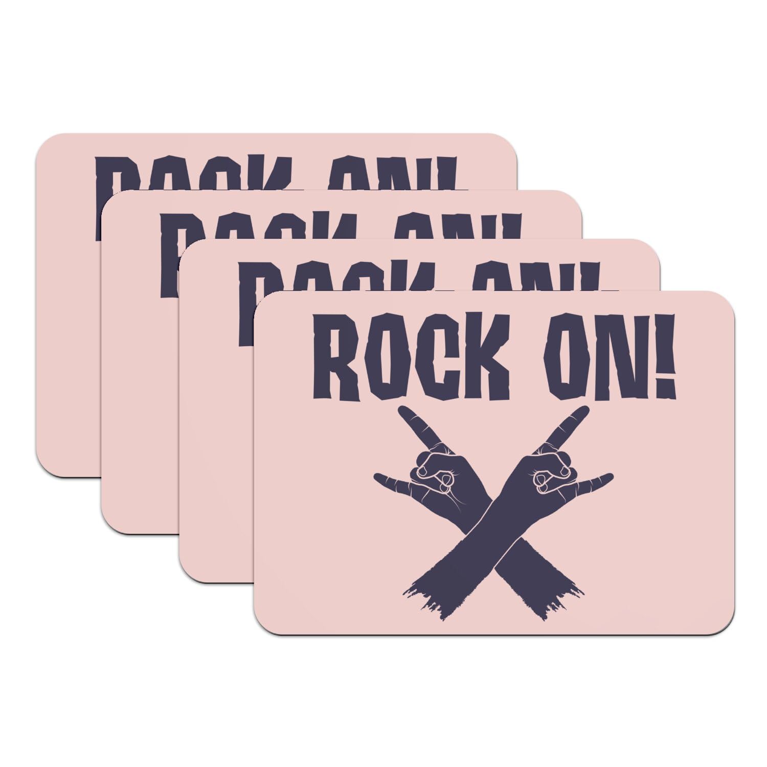 Guitare basse musique rock cadeau id&eacute;al lot de 4 sets de table en caoutchouc rose pour musicien