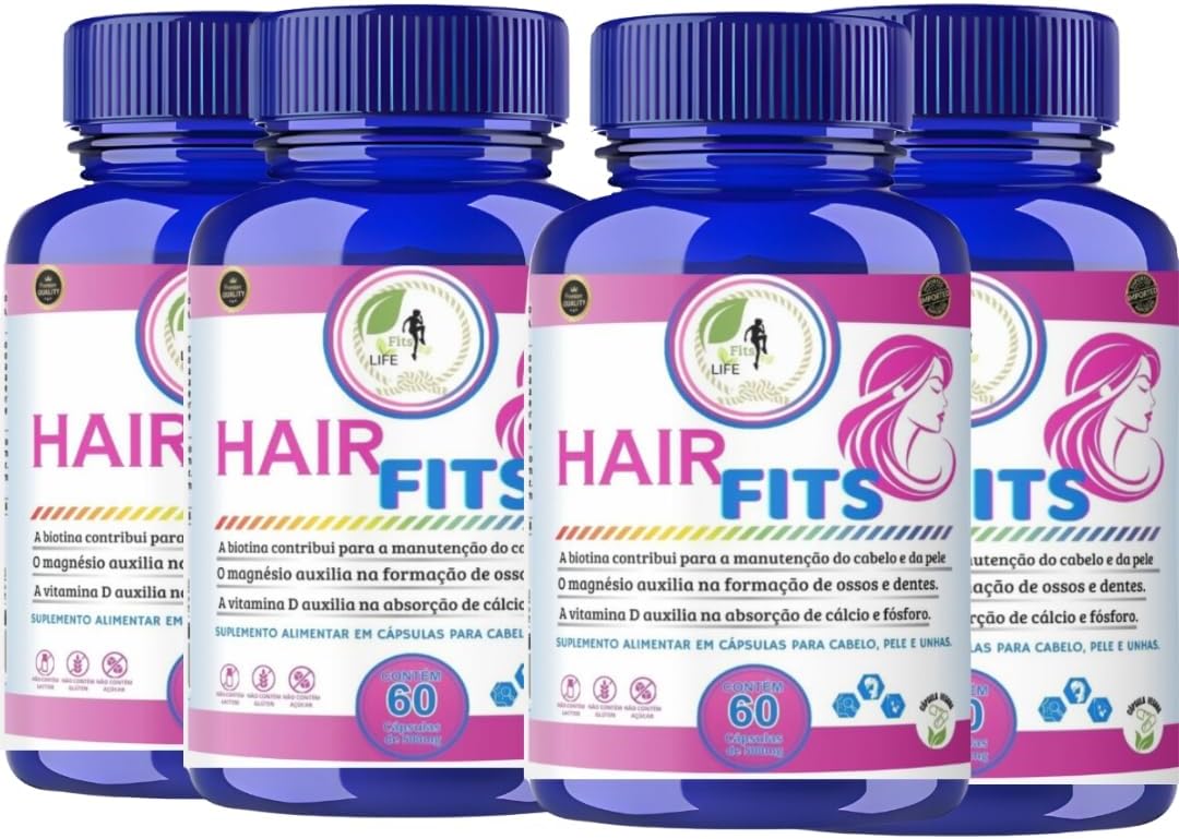 KIT C/4 Un. Suplemento Hair Fits Cabelo Unha e Pele 60 Cápsulas – Fits Life