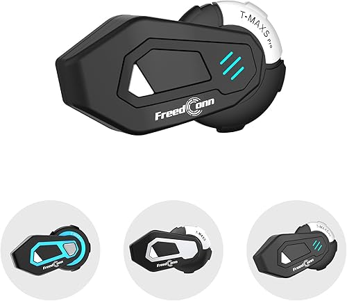 FreedConn Auriculares Bluetooth para motocicleta T-MAXS Pro Sistemas de comunicación de motocicleta 6 riders 1000M grupo casco intercomunicador con