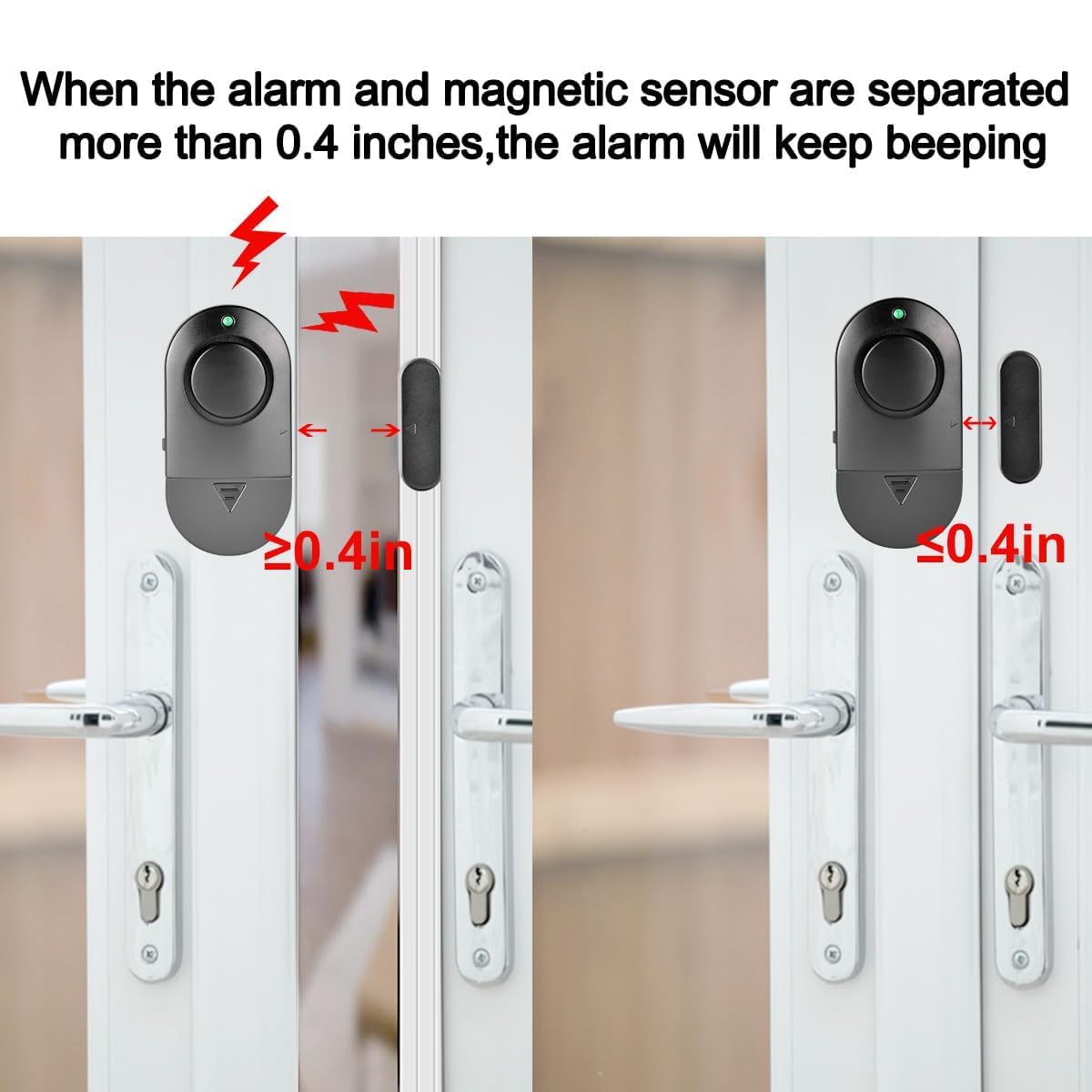 Lot de 10 alarmes de fenêtre et de porte, alarme de porte pour la sécurité de la maison, 120 dB, alarme de fenêtre noire pour la sécurité des enfants, adaptée pour la piscine, les maisons, les