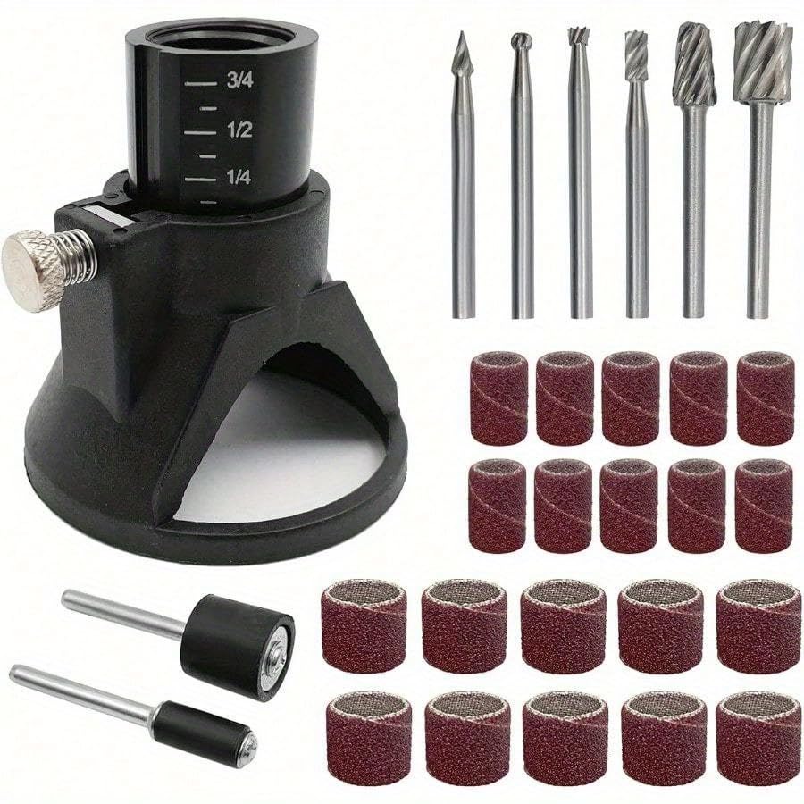 29pcs/Set Rotary Multi Tool Cutting Guide Hss Router Drill Bits Attachment Small Electric Grinding Sandpaper Combination Accessories