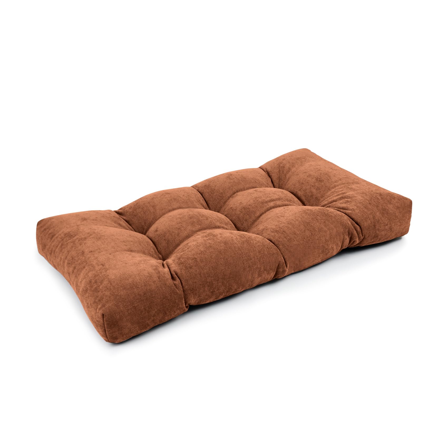 ROFIELTY Bench Cushion Tufted 2 Ties Bench Cushions for Indoor Furniture,for Window seat Cushions Indoor/Shoe Closet/Piano Bench (30x14x4, Brown)
