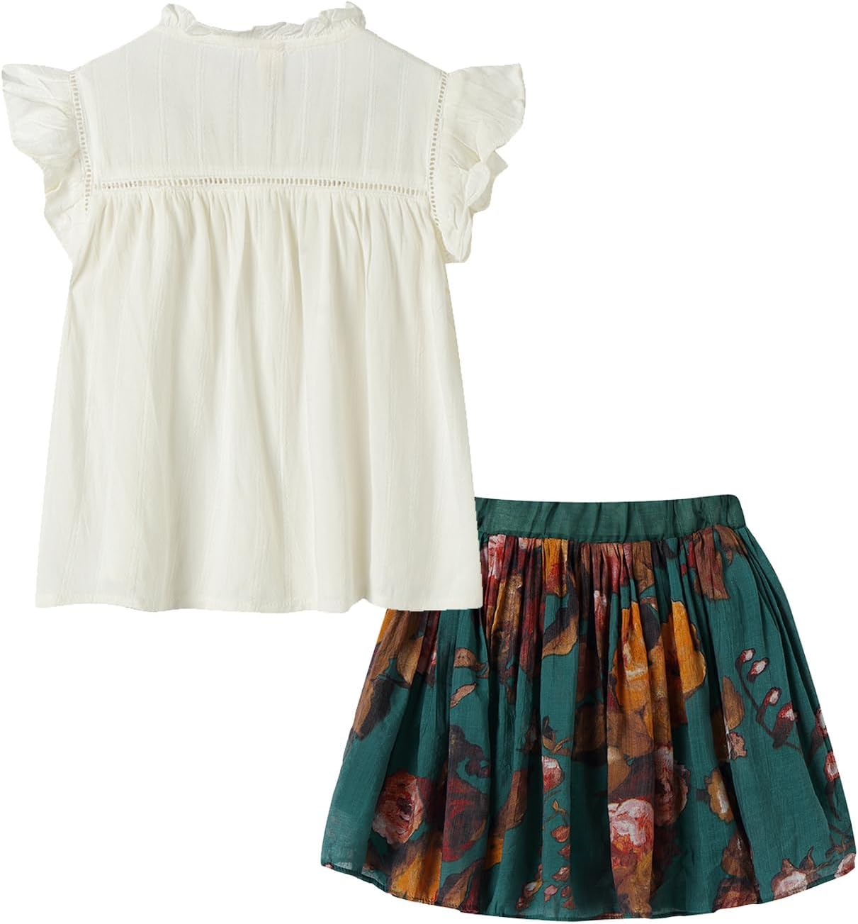 Mud Kingdom Beautiful Girl Skirt Set Floral Ruffle Sleeveless Summer Casual Clothing - Image 2