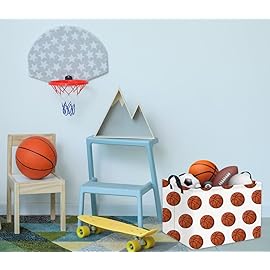 HIYAGON Rectangular Basketball Basket Kids Baby Nursery Storage Basket for Boys Football Room Decor Cute Toy Storage Organizer Bins Bedroom(Basketballs)