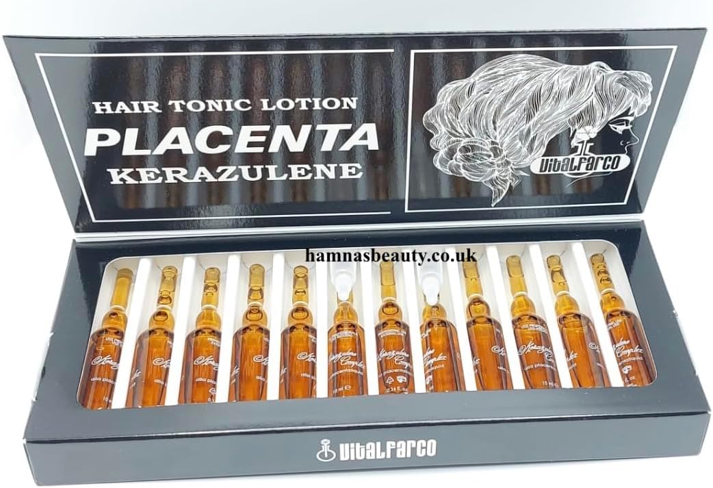 HAIR GROWTH/HAIR LOSS/PLACENTA HAIR TREATMENT 10 Pcs (Kerazulene/Black) by Vitalfarco
