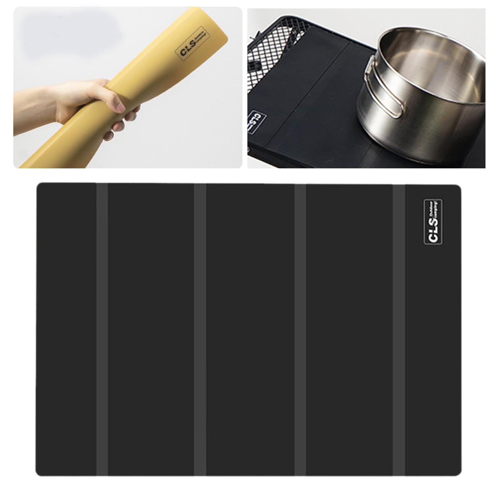 Baoblaze Tapis de Table Silicone Matelas Protecteur Huile Antidérapant Thermique Imperméable pour Table Convient Jardin, Noir