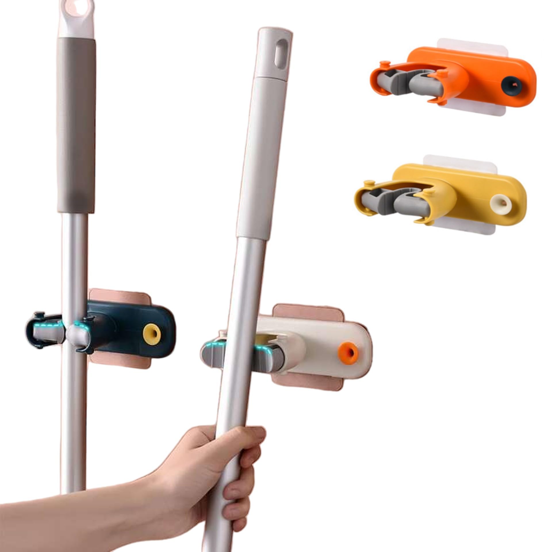 TLISMI 2 Pcs Mop Holder Self Adhesive Hooks Multi-Purpose Plastic Broom Holder Waterproof Wall Mounted No Drilling Broom Gripper Heavy Duty Mop Clip Hanger for Bathroom Kitchen Organizer Multicolour (B09HCDWTHW) Amazon Price History, Amazon Price Tracker