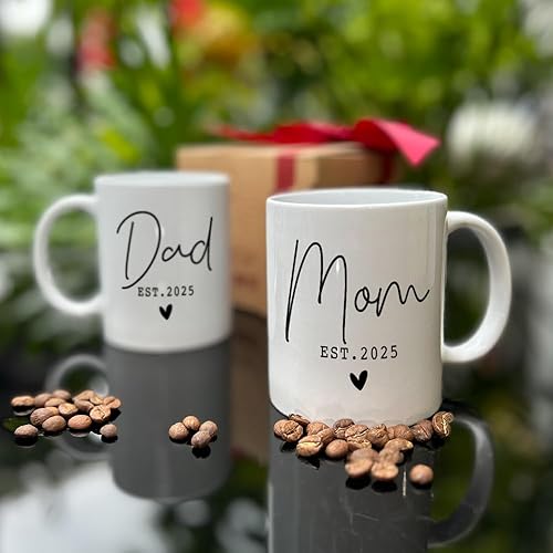 Miniatura 7 de CATABUBU Est 2023 Regalos para nuevos padres, regalo de taza de café para mamá y papá, juego de tazas de regalo para nuevos padres, anuncio de