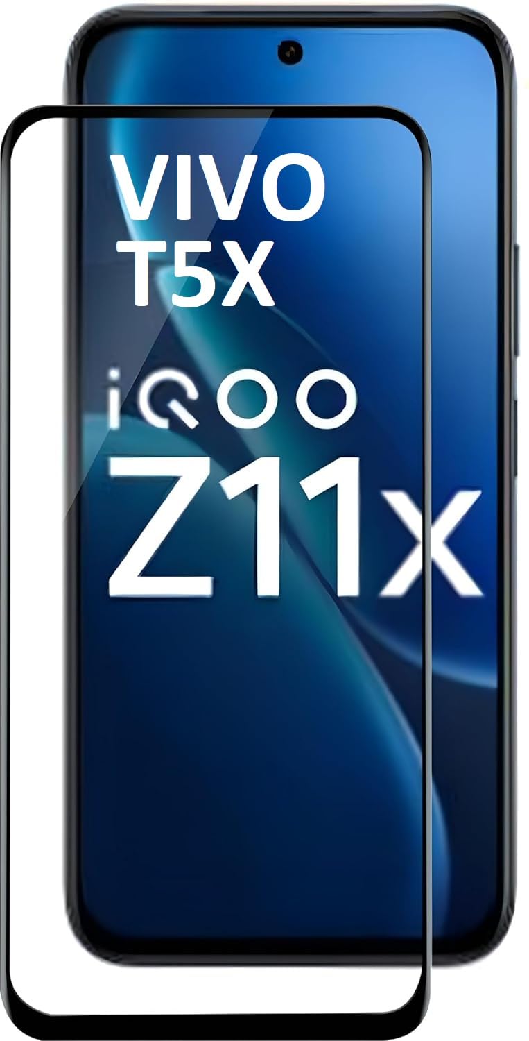 ANDYGLASSES Tempered Glass Screen Protector Compatible For Vivo T5X 5G/IQOO Z11X 5G (Black) Edge To Edge Full Screen Coverage With Easy Installation Kit,Pack Of 1