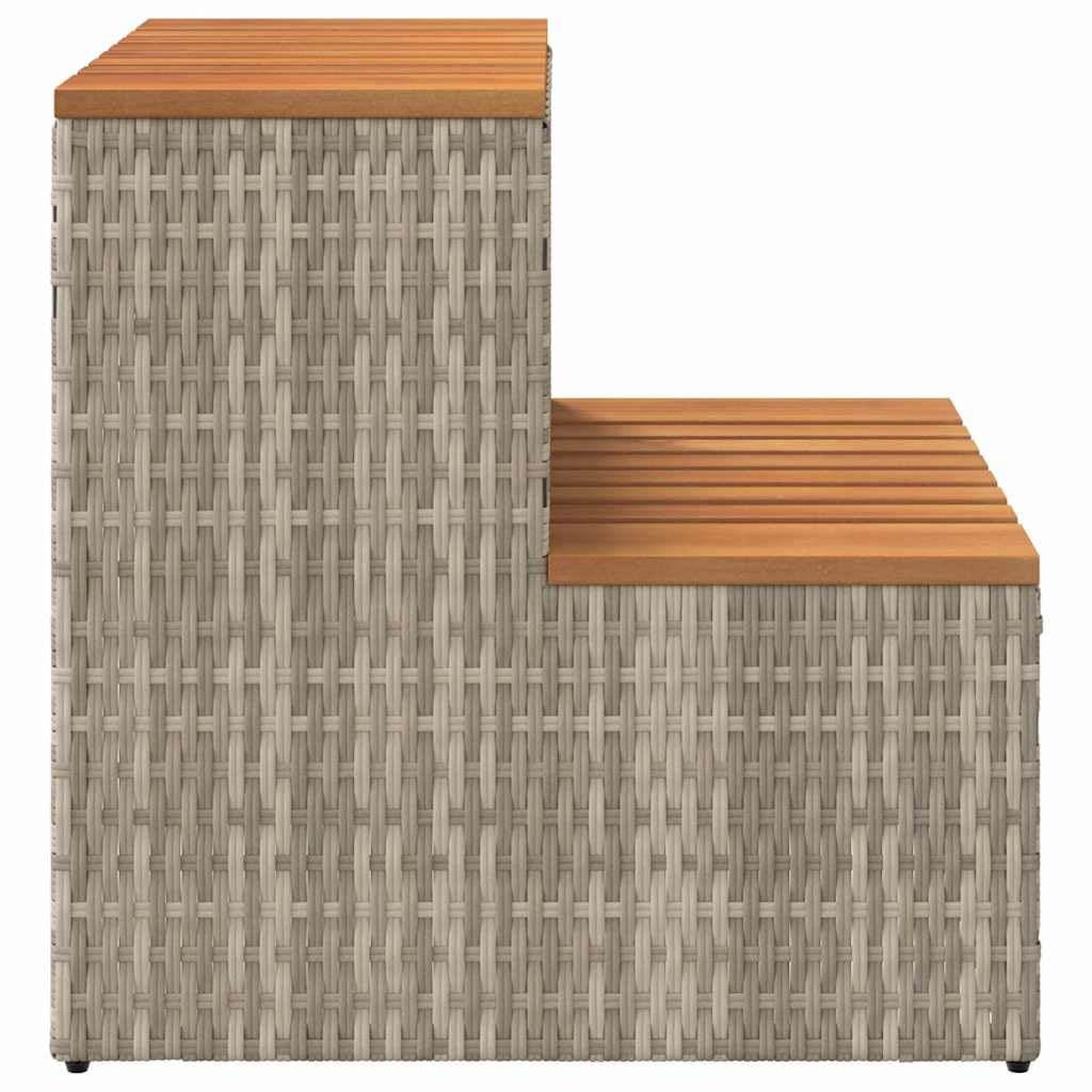 Escalier pour jacuzzi, gris clair, 50 x 50 x 50,5 cm, en polyrotin d'acacia massif, accessoire de piscine, jacuzzi, spa, avec pieds réglables, résistant aux UV