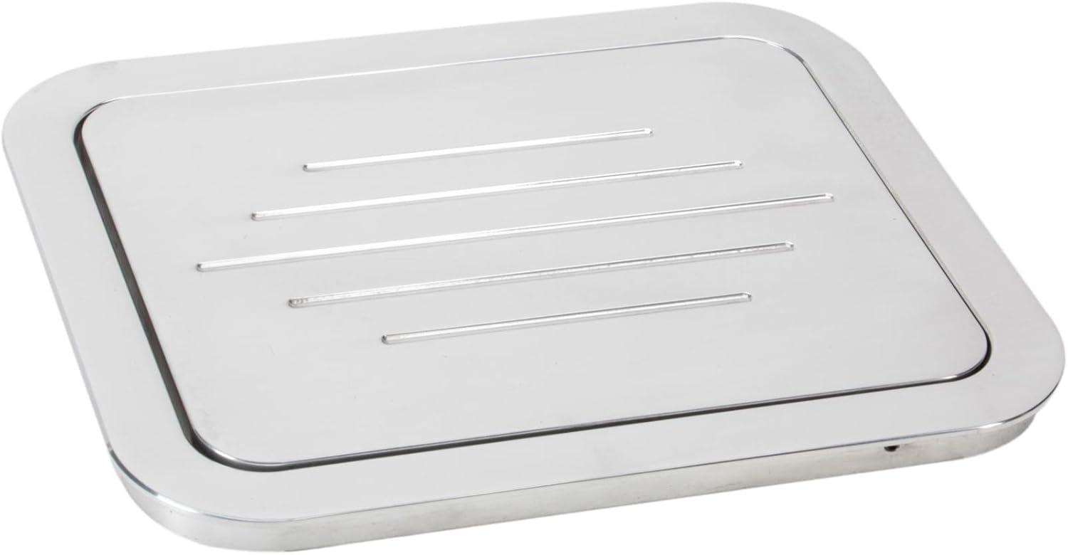 Speedway Motors Polished Aluminum Gas Door, Universal Fit Fuel Filler Door with Mounting Hardware, 5-1/4 Inch Length x 6-1/2 Inch Height, Smooth Finish, Sold Individually
