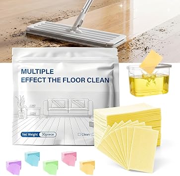 Multi-Surface Floor Cleaner Tablet, 2026 New Floor Cleaning Solution Tablets, Dissolvable Pre-Measured Deep Cleaning Cleaning Solution, for Tile & Vinyl Floors Yellow - 30pcs