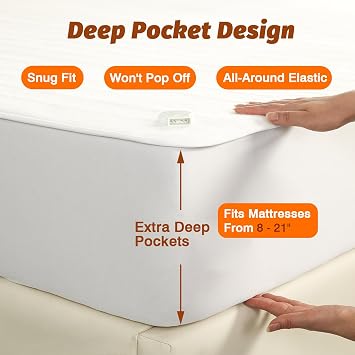 Heated Mattress Pad - King Size(78x80),Electric Bed Pad,Bed Warmer,Dual Zone Control,8 Heat Settings,10 Hour Auto Off,Overheat Protection,Deep Pocket,Machine Washable,Soft White