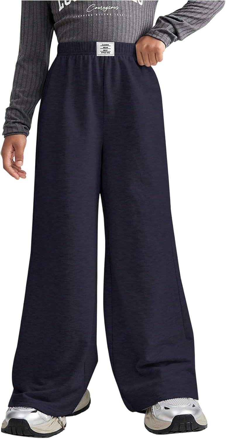 SOLY HUX Girl's Wide Leg Sweatpants Elastic High Waisted Loose Baggy Pants with Pockets